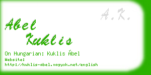 abel kuklis business card